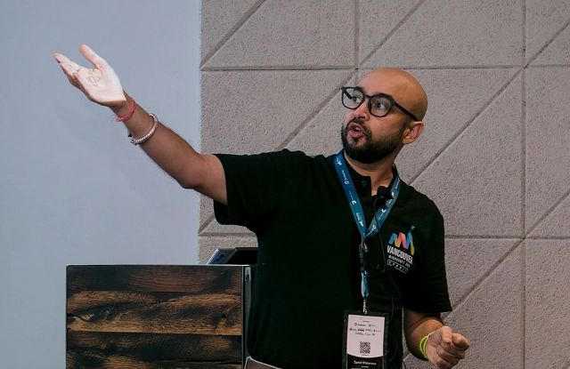 Presenter engaging with audience